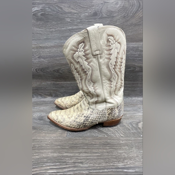 Dan Post Vintage Western Cowboy Boots with Snakeskin Python Animal Men 12.5 - Picture 3 of 8